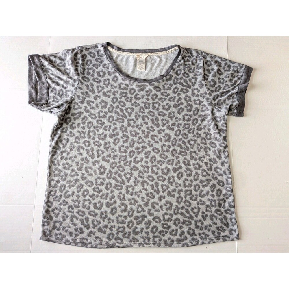 Lucky Brand Top Women's XXLarge Gray Animal Print Cap Sleeve Stretch Ladies